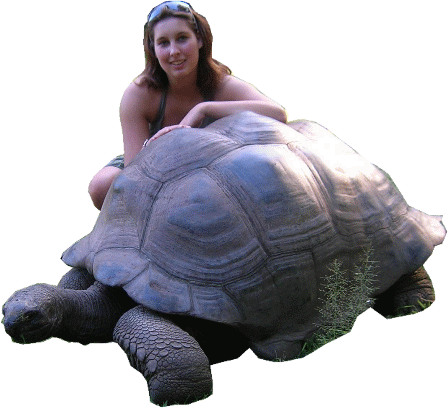 Jenny mit Aldabra Riesenschildkröte, Boko Boko Kikambala